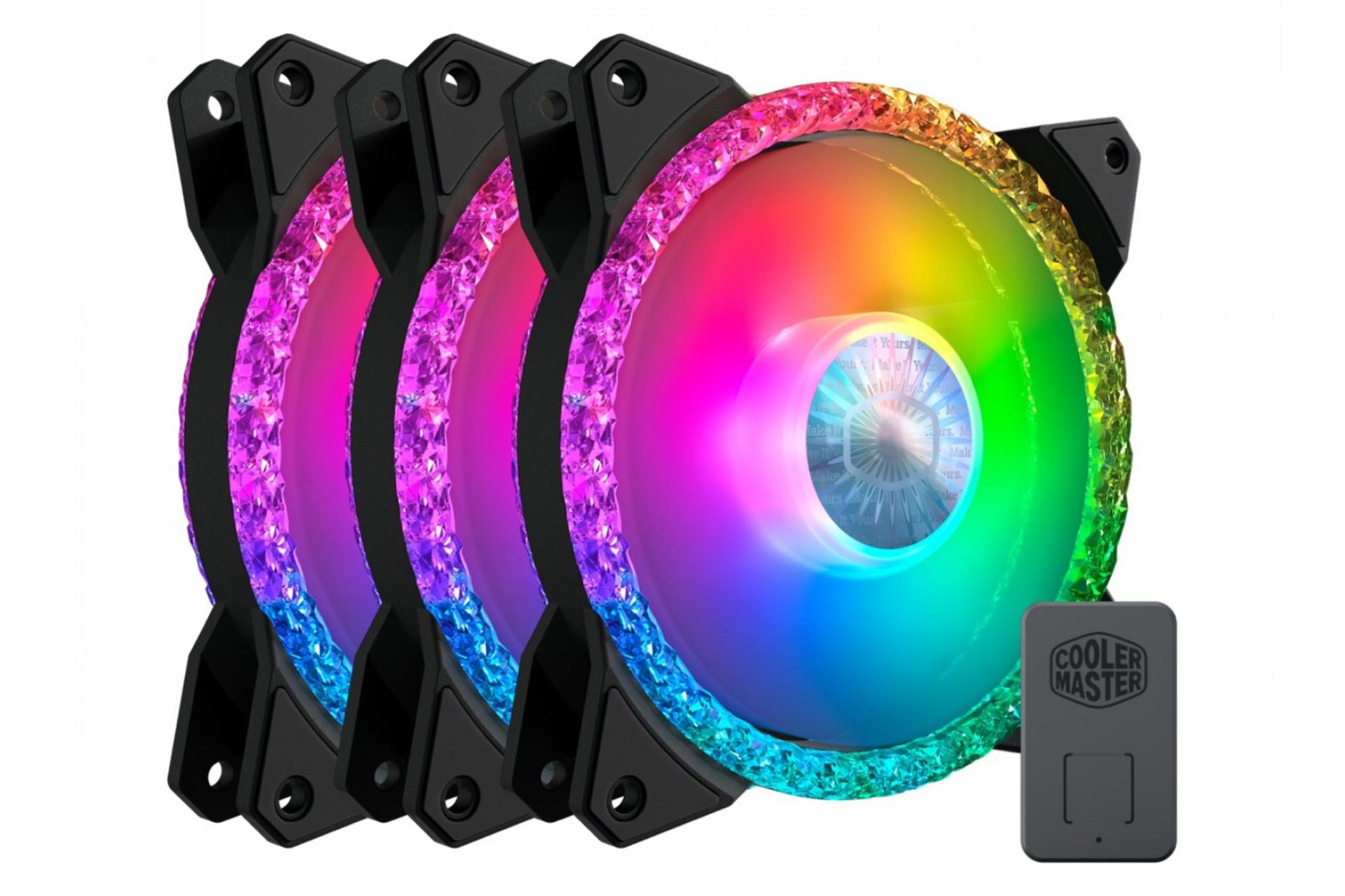 ابعاد و اندازه فن کیس کولر مستر MasterFan MF120 Prismatic 3in1