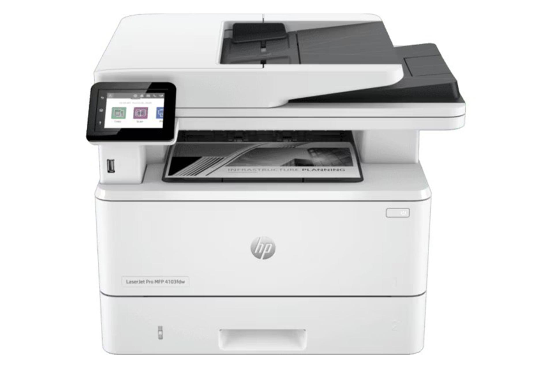 پرینتر اچ پی HP LaserJet Pro MFP 4103fdw نمای جلو