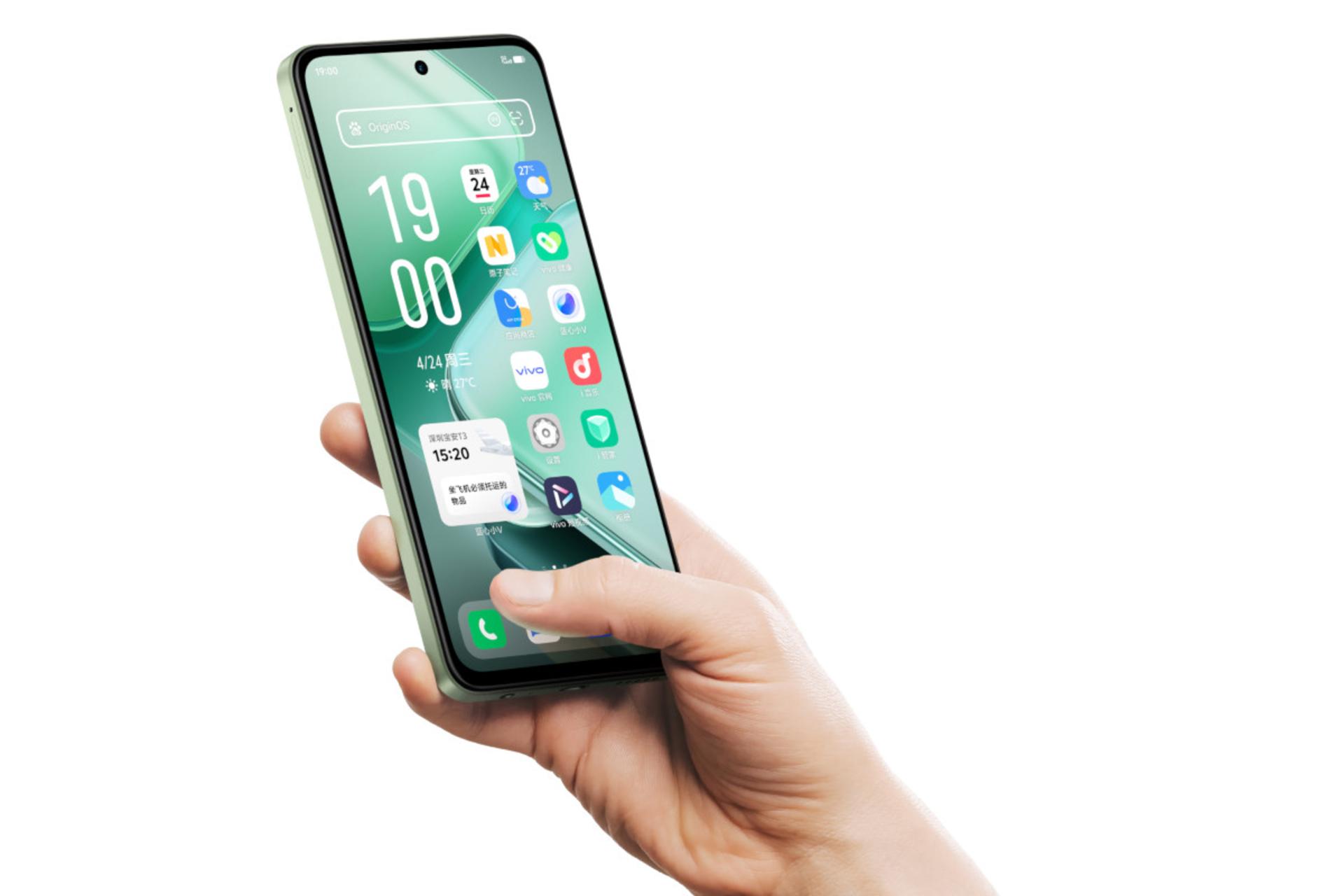 پنل جلو و صفحه نمایش گوشی موبایل iQOO Z9x ویوو سبز روشن / vivo iQOO Z9x