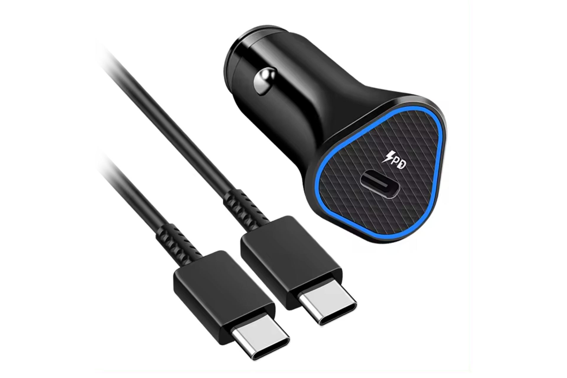 نمای روبه رو و کابل شارژر فندکی سامسونگ مدل-Samsung EP-L502