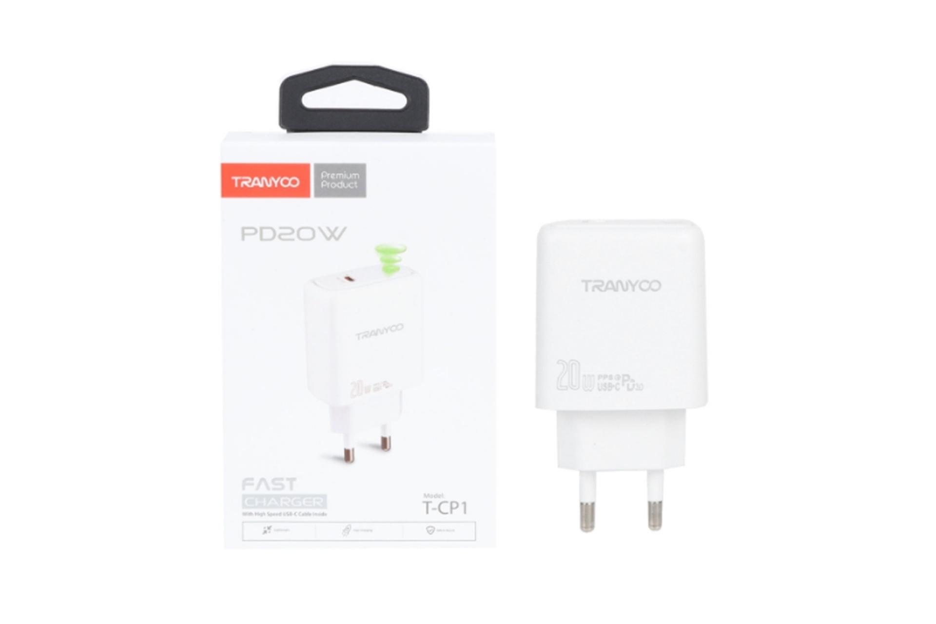 نمای شارژر در کنار بست بندی آداپتور ترانیو مدل-Tranyoo T-CP1
