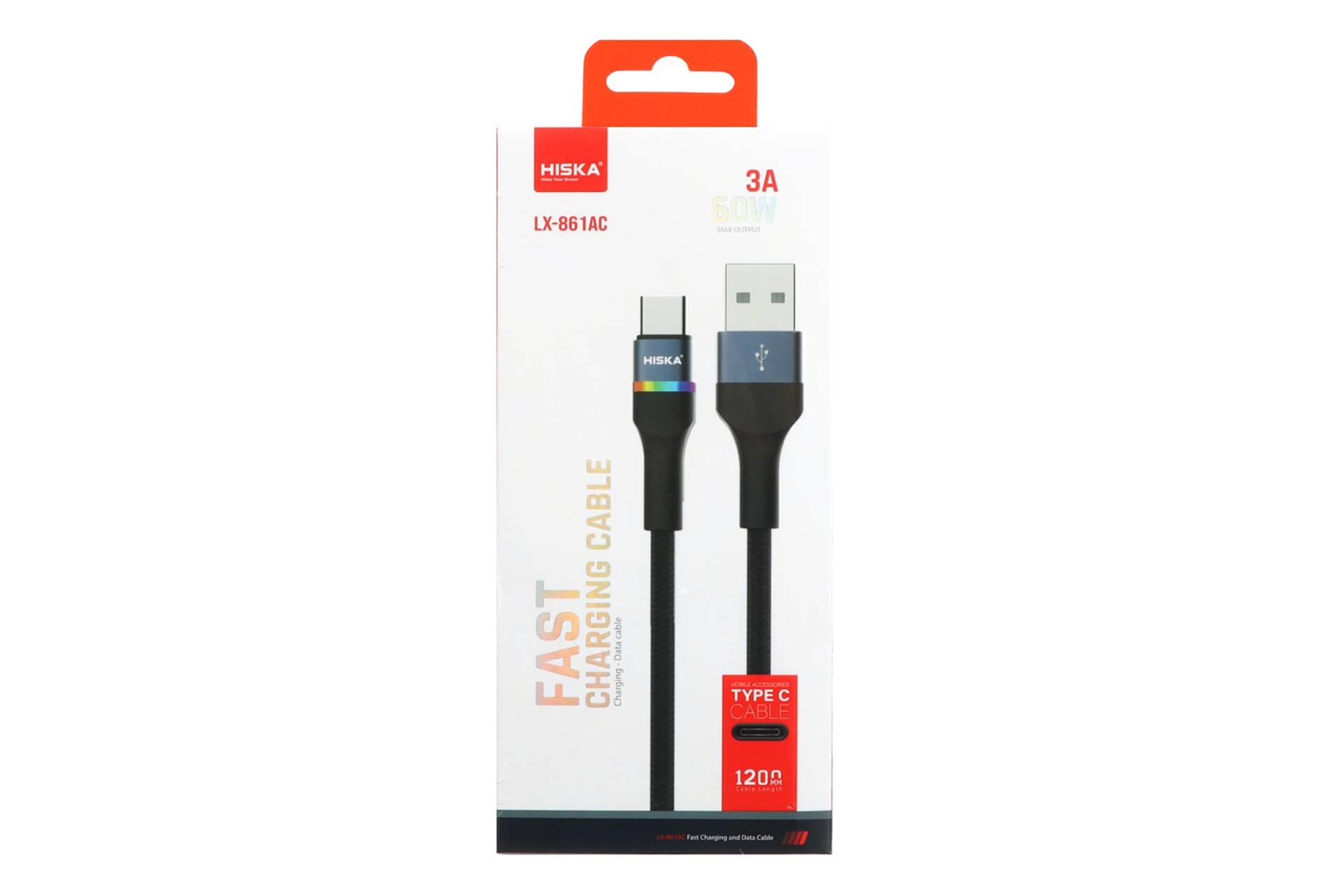 جعبه کابل شارژ USB هیسکا Type-A به Type-C مدل LX-861AC با طول 1.2 متر