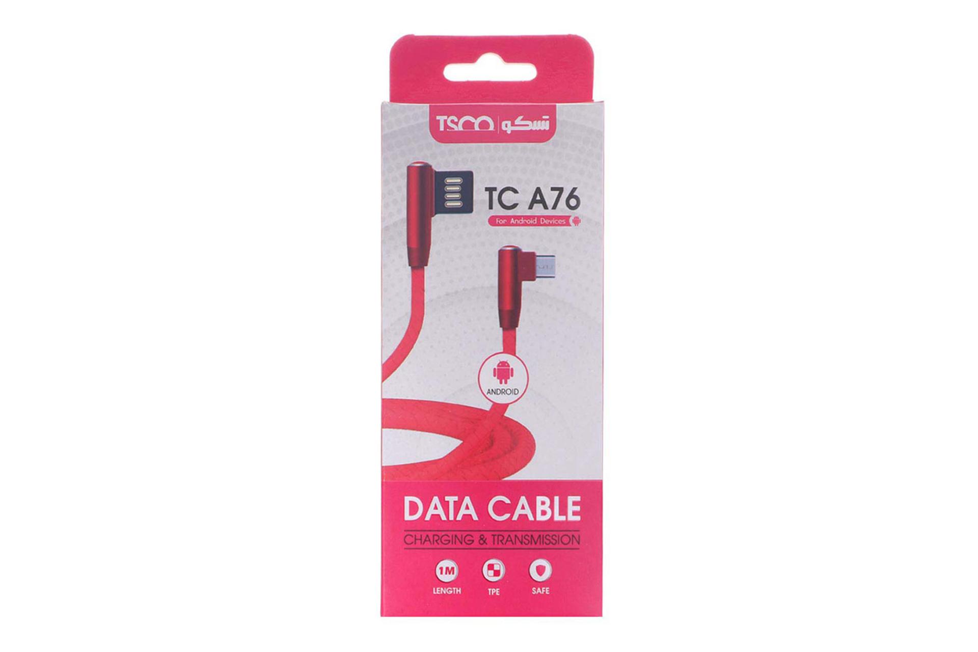جعبه کابل شارژ USB تسکو Type-A به Micro-USB مدل TC A76 با طول 1 متر