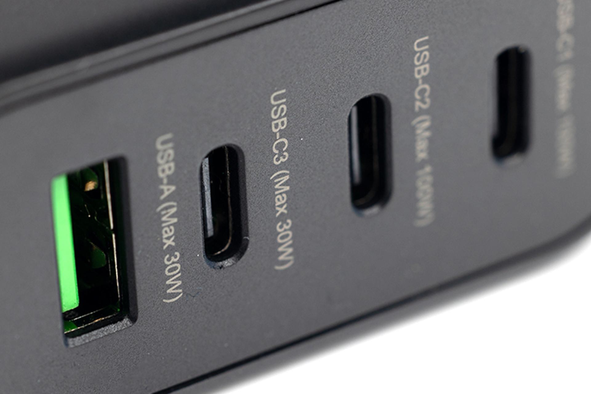 نمایی از پورت های شارژر هیسکا مدل-Hiska H-138GaN