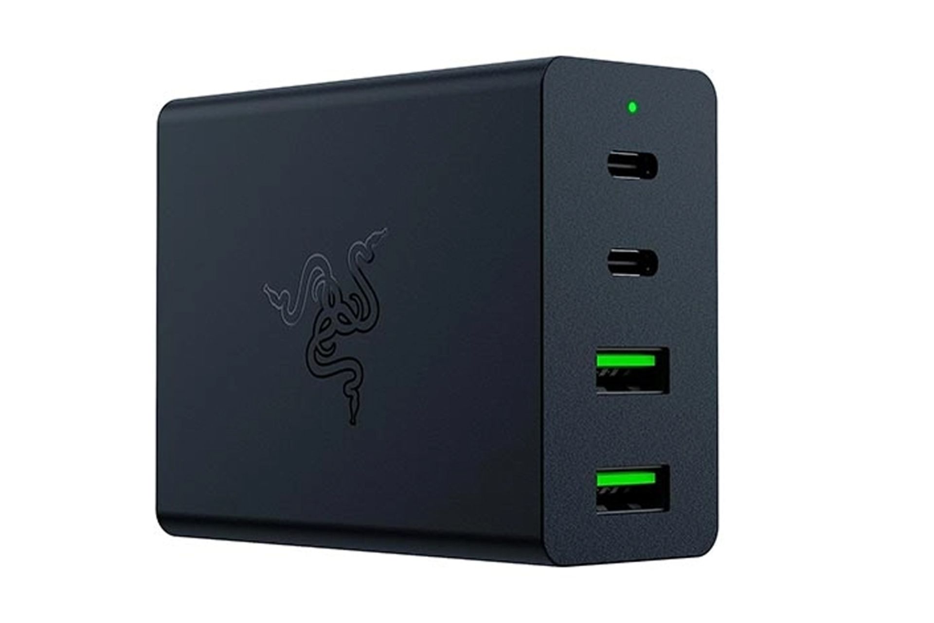 نمای از بقل پورت های شارژر ریزر مدل-Razer USB-C GAN CHARGER