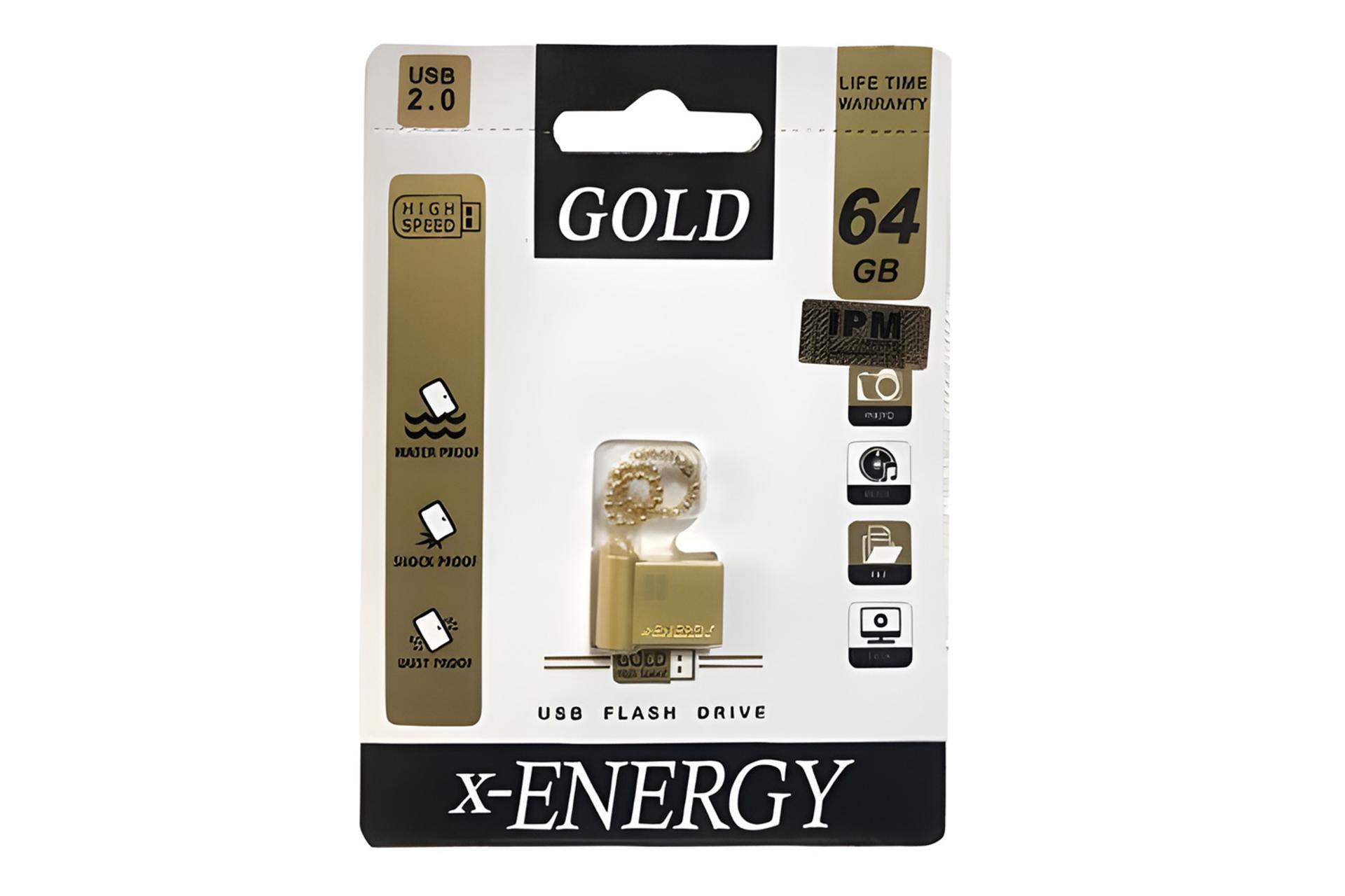 جعبه فلش مموری ایکس انرژی x-Energy Gold 64GB USB 2.0