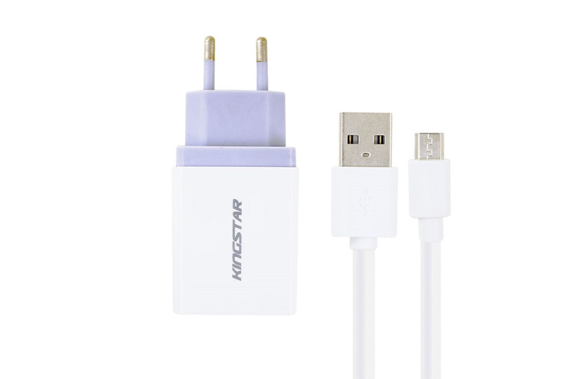 نمای روبه روی شارژر دیواری در کنار کابل مدل-Kingstar KW155