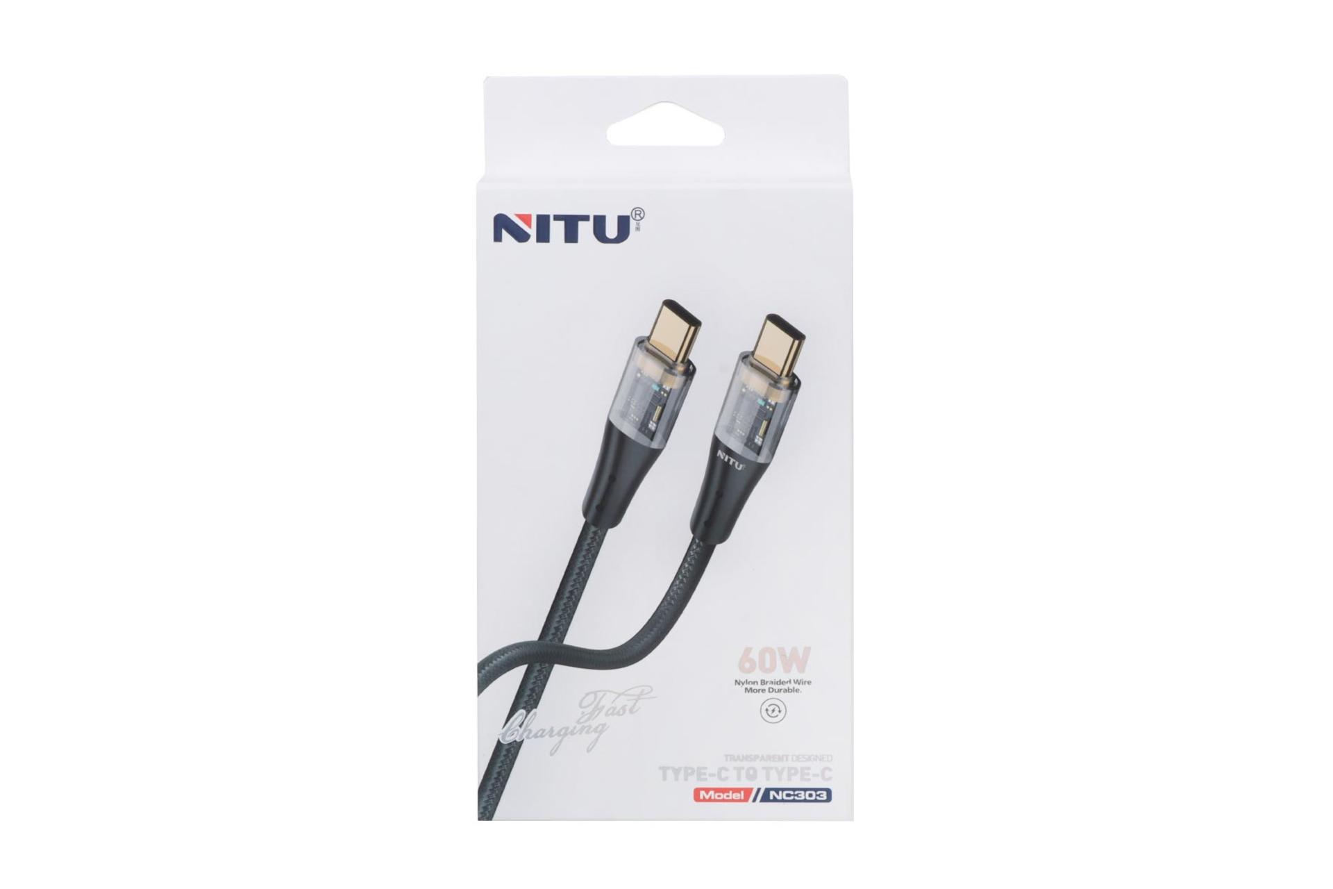 جعبه کابل شارژ USB نیتو Type-C به Type-C مدل NC303 با طول 1 متر