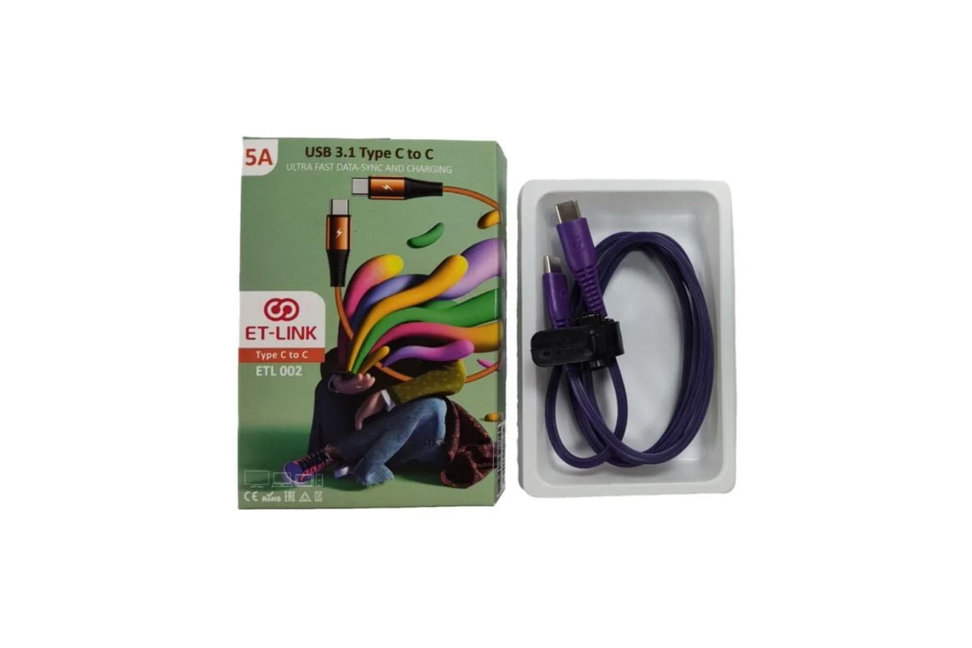 جعبه کابل شارژ USB ای تی لینک Type-C به Type-C مدل2ETL 004 با طول 1 متر