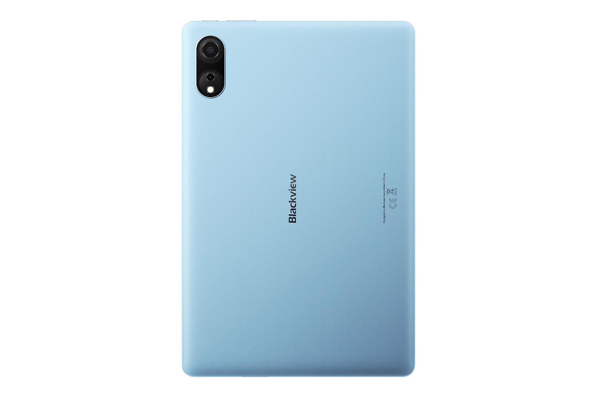 نمای پنل پشت تبلت تب 90 WiFi بلک ویو / Blackview Tab 90 WiFi با نمایش لوگو و دوربین پنل پشت رنگ آبی