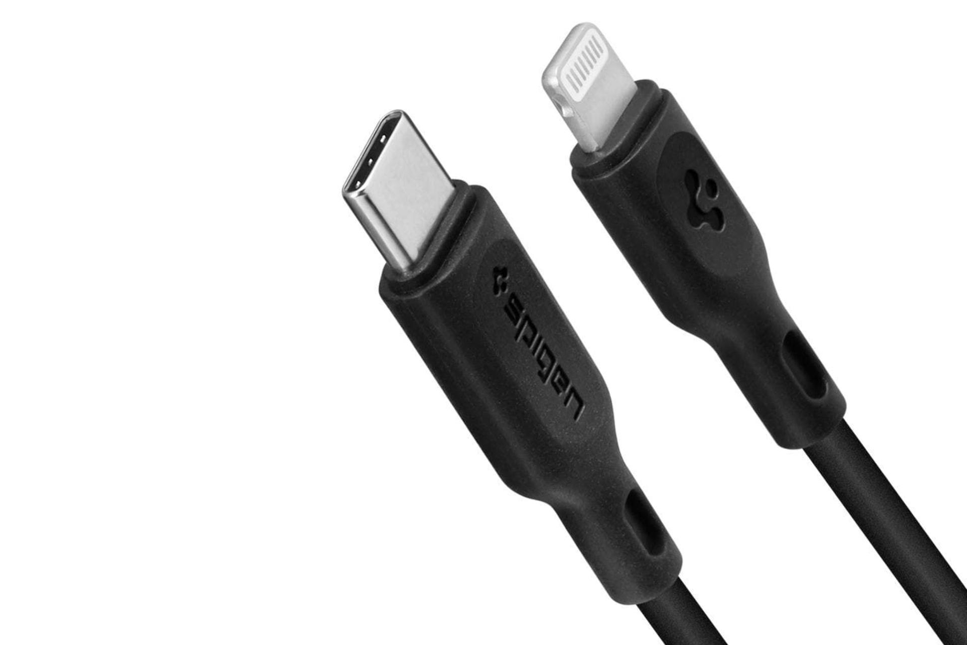 کانکتور و اتصال کابل شارژ USB اسپیگن Type-C به Lightning مدل DuraSync C10CL با طول 1 متر
