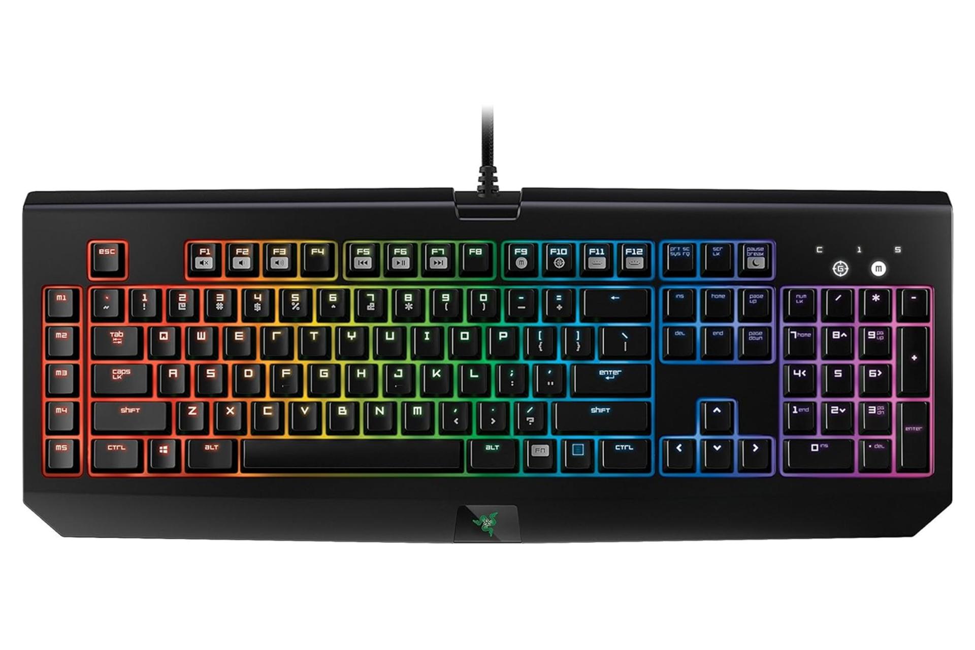 نمای بالا و دکمه های کیبورد ریزر BlackWidow Chroma