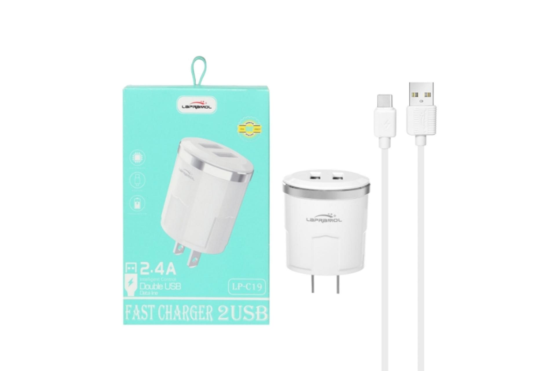 نمای کابل و بسته بندی شارژر لاپرامول مدل-Lapramol LP-C19