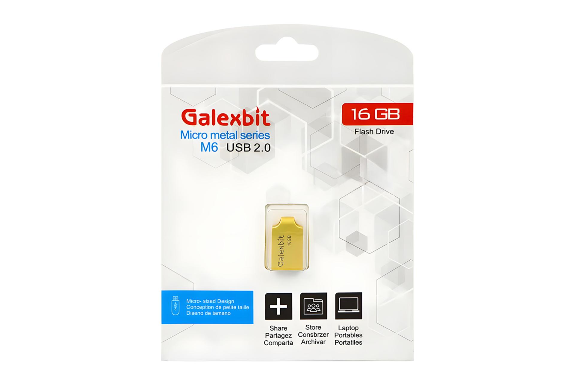 جعبه فلش مموری گلکسبیت Galexbit Micro Metal M6 16GB USB 2.0