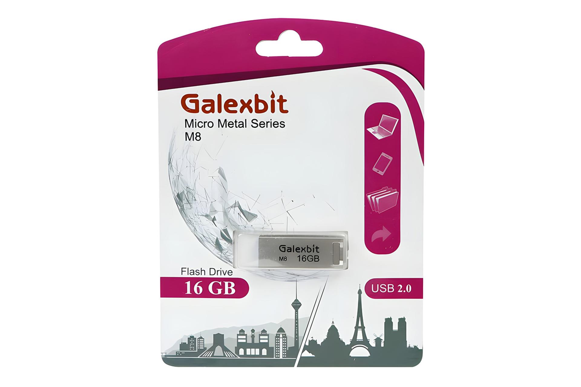 جعبه فلش مموری گلکسبیت Galexbit Micro Metal M8 16GB USB 2.0