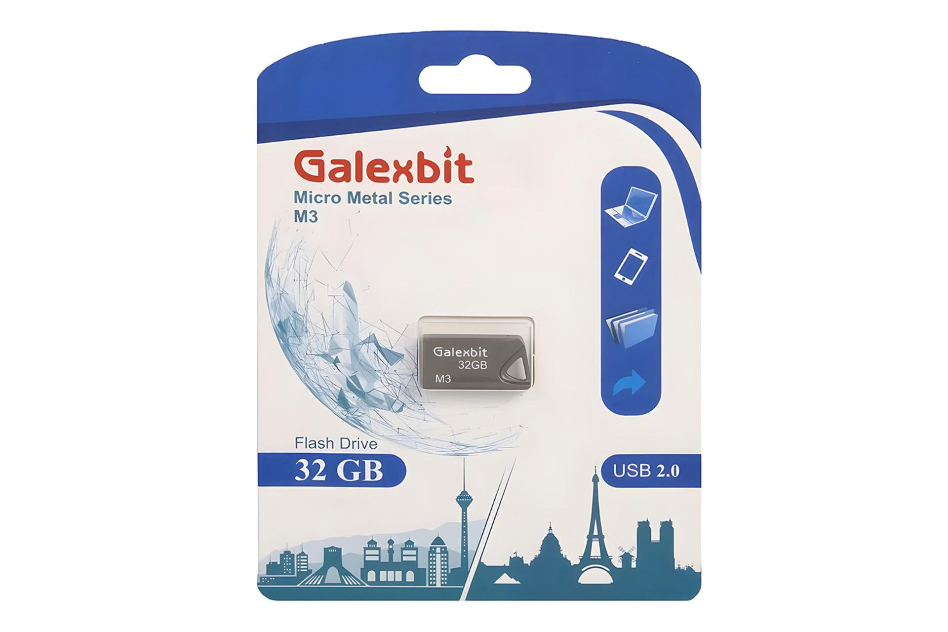 جعبه فلش مموری گلکسبیت Galexbit Micro Metal M3 32GB USB 2.0