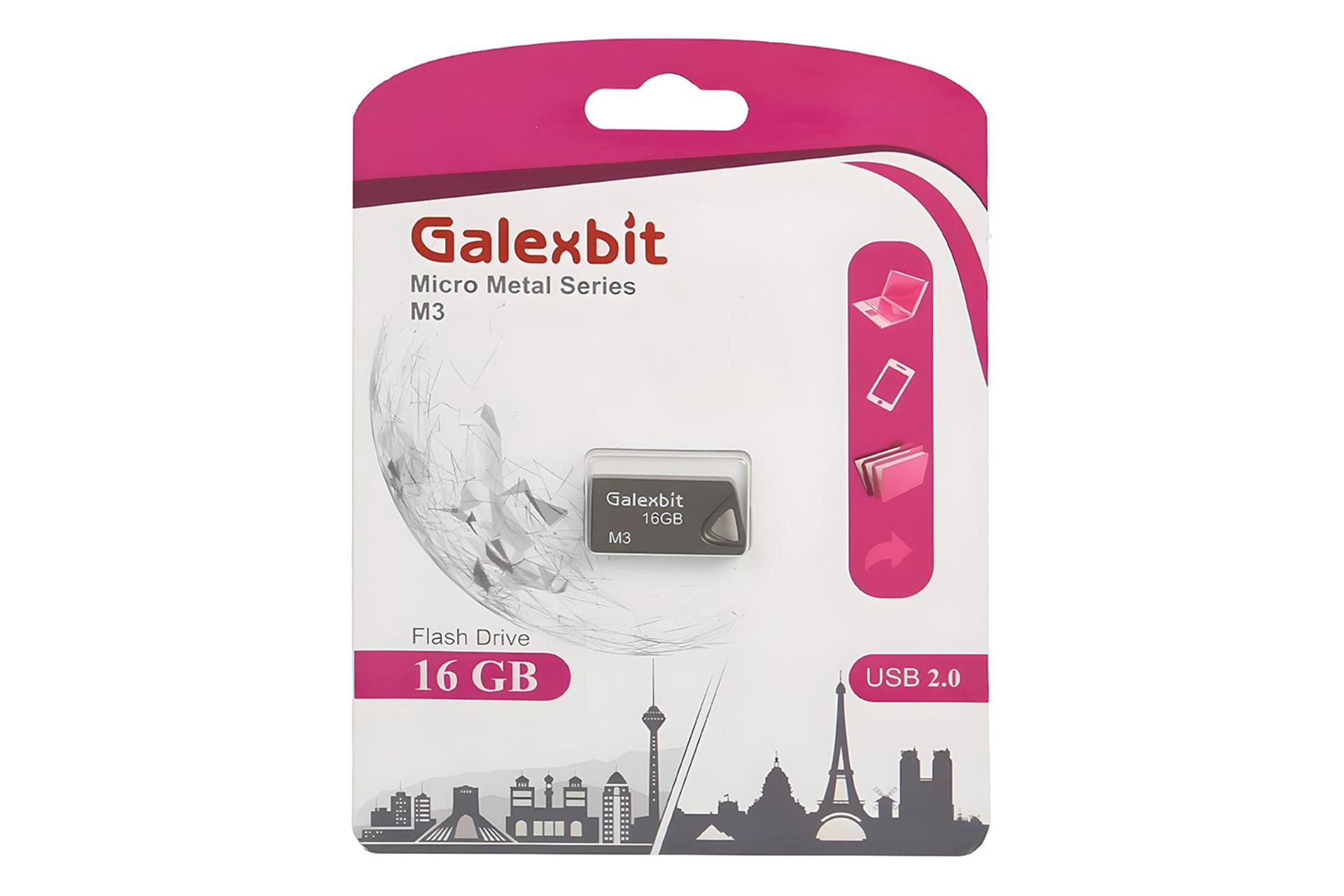 جعبه فلش مموری گلکسبیت Galexbit Micro Metal M3 16GB USB 2.0