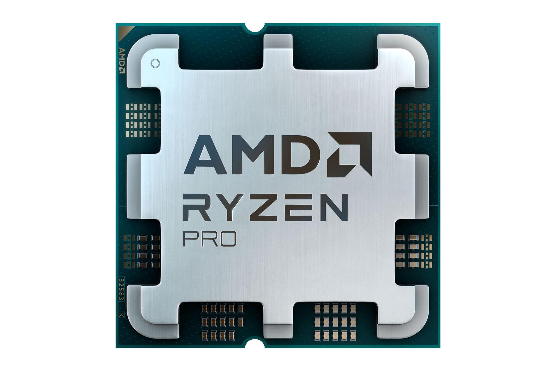 نمای روبه‌روی پردازنده AMD رایزن 7 پرو 7745 / AMD Ryzen 7 PRO 7745 با نمایش IHS و لوگو