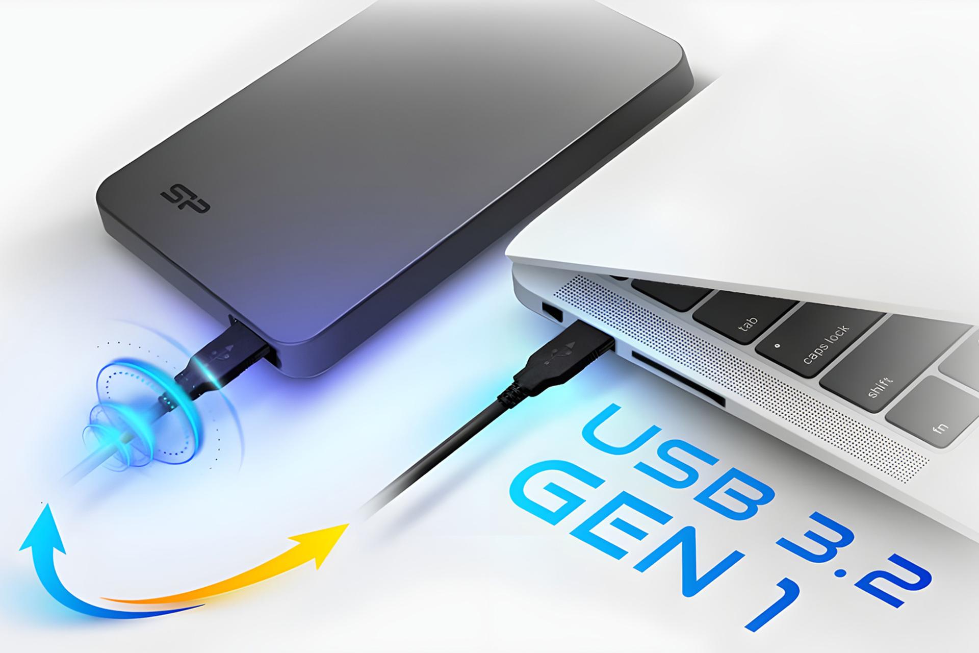 هارد دیسک سیلیکون پاور Silicon Power Stream S05 2.5 Inch 4TB متصل به لپ تاپ
