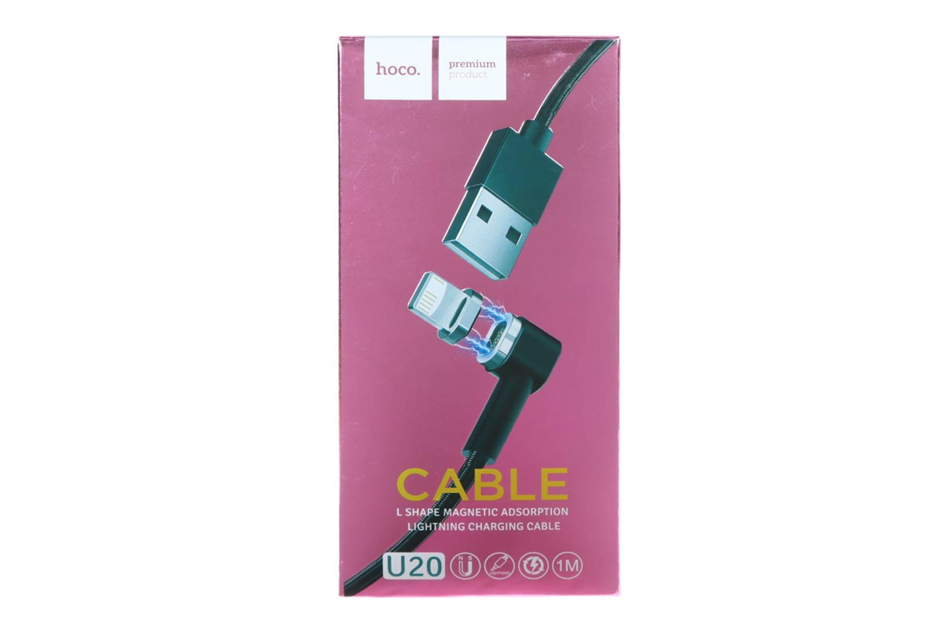 جعبه کابل شارژ USB هوکو Type-A به Lightning مدل U20 با طول 1 متر