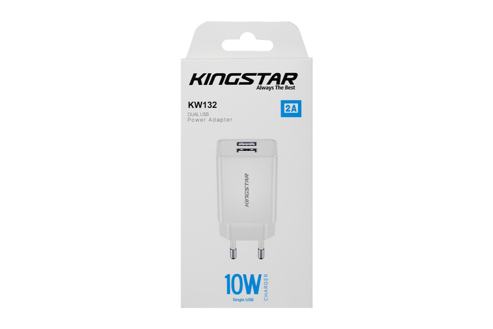 نمای بسته بندی شارژر دیواری دو پورت کینگ‌استار مدل-Kingstar KW132