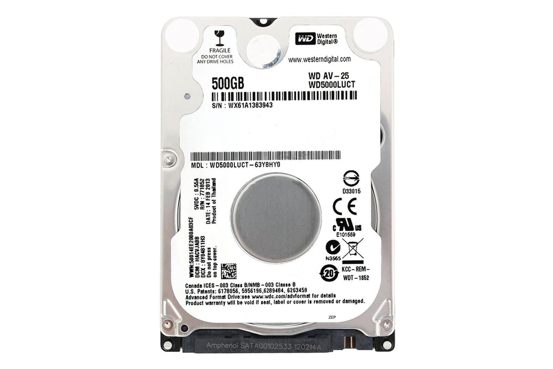 هارد دیسک وسترن دیجیتال Western Digital WD5000LUCT 2.5 Inch 500GB