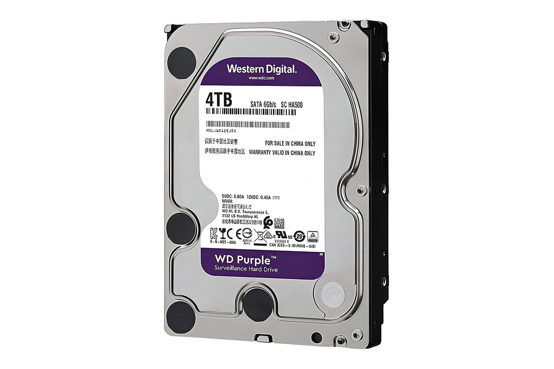 نمای کناری هارد دیسک وسترن دیجیتال Western Digital Purple WD42EJRX 3.5 Inch 4TB
