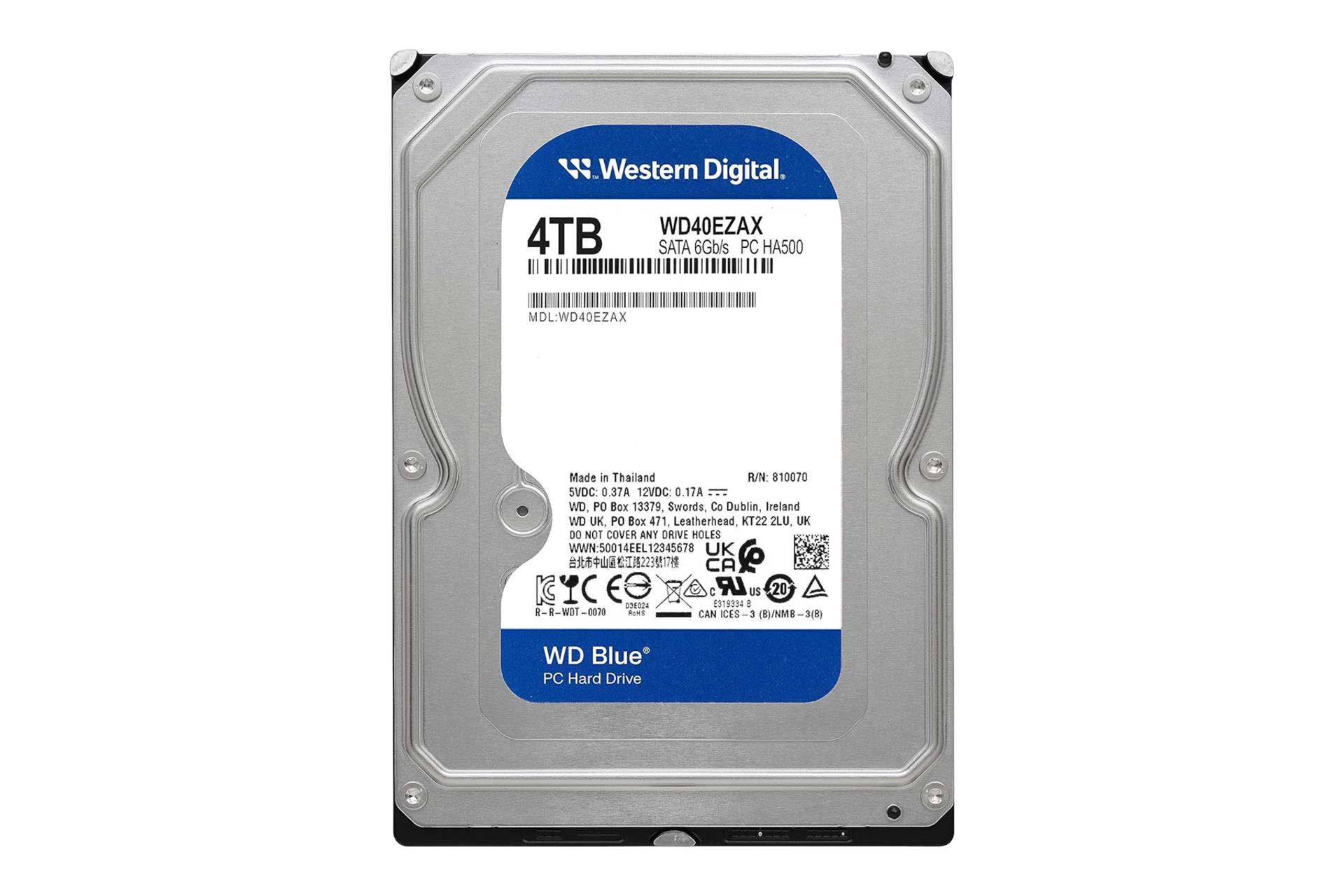 هارد دیسک وسترن دیجیتال Western Digital Blue WD40EZAX 3.5 Inch 4TB با برچسب مشخصات