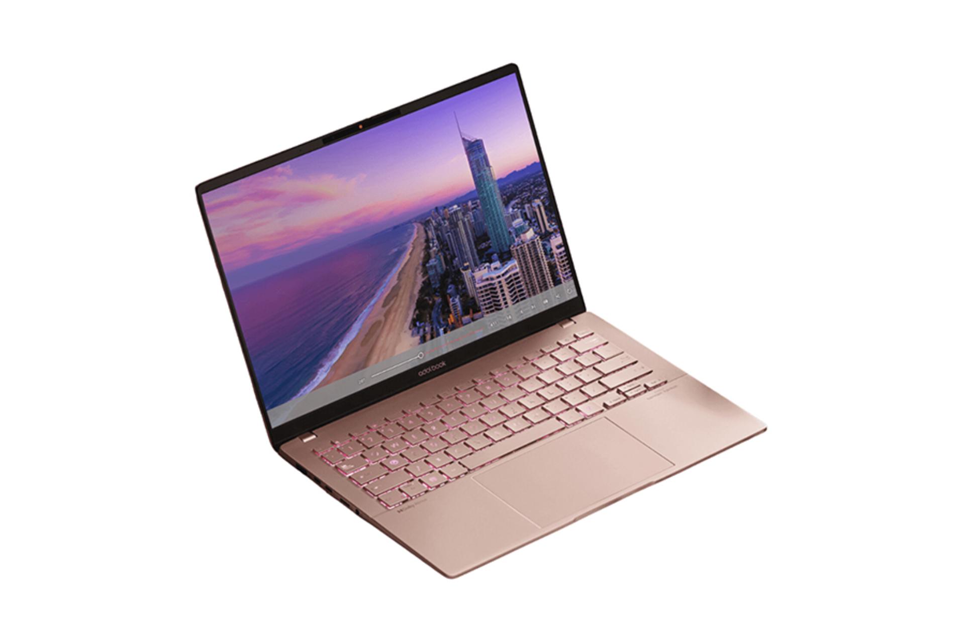 لپ تاپ ایسوس ASUS Adolbook 14 Air M5406ADOL نمای بالا رنگ صورتی