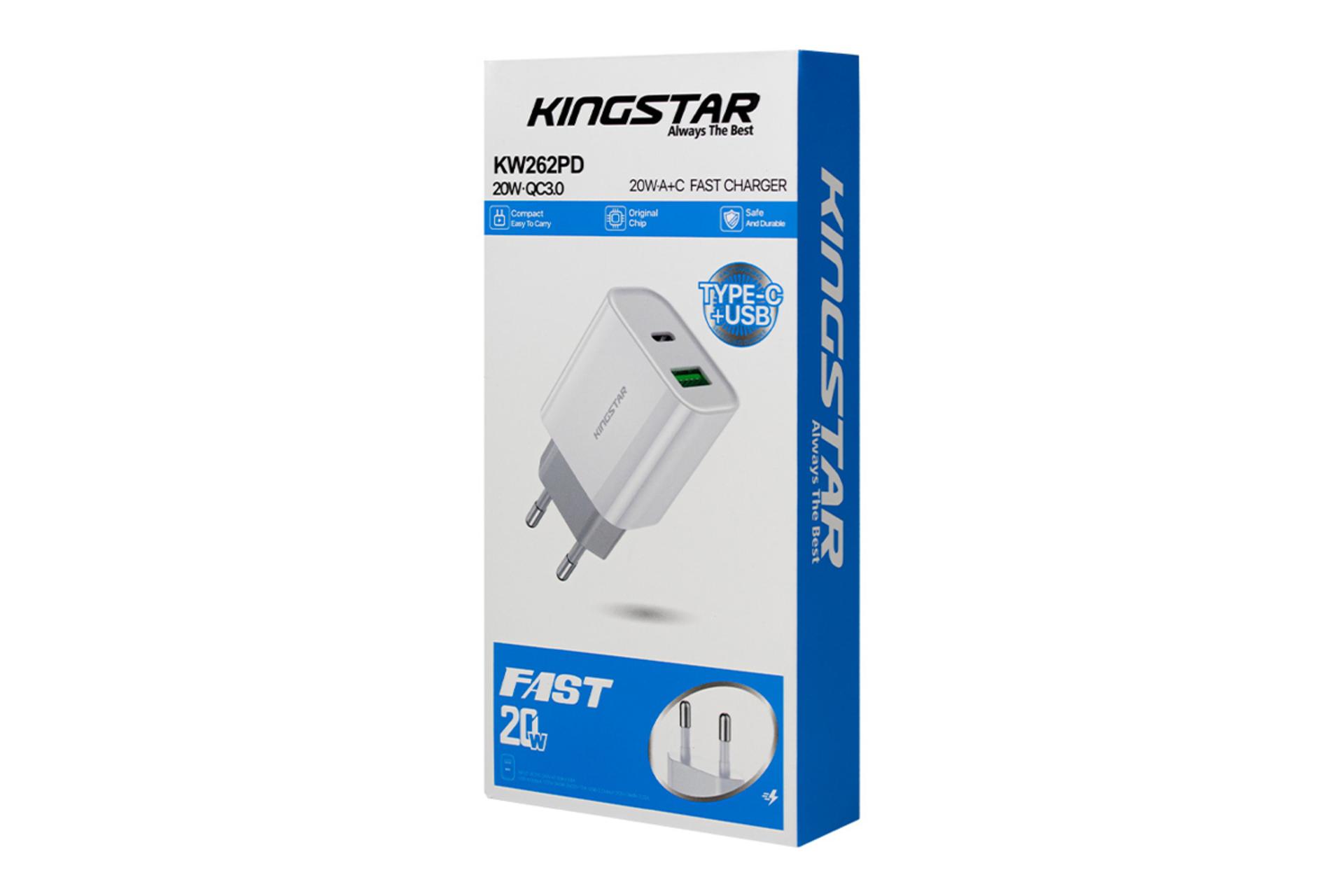 نمای بسته بندی شارژر دیواری کینگ استار مدل-Kingstar KW262PD