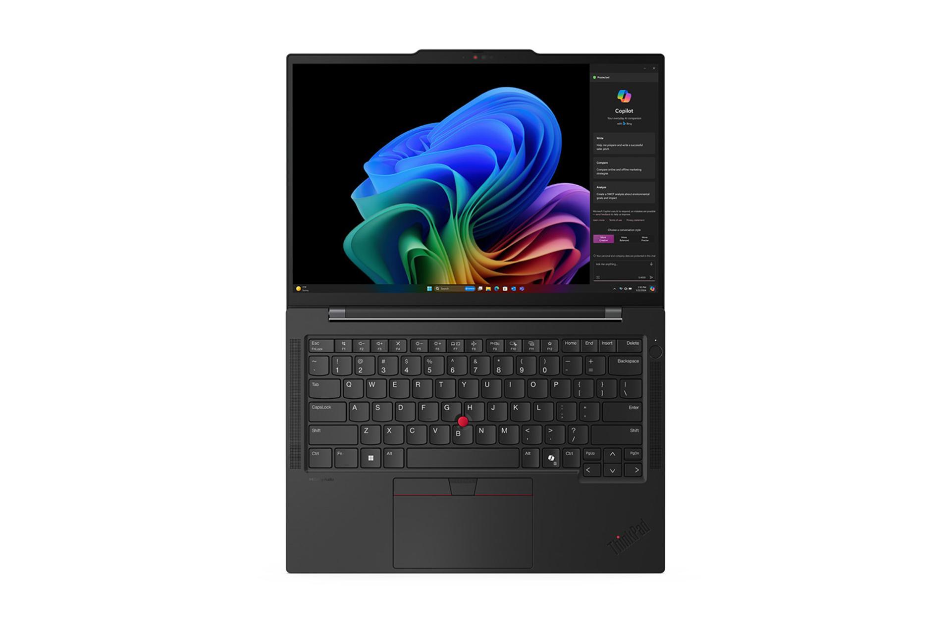 لپ تاپ لنوو Lenovo ThinkPad T14s Gen 6 نمای بالا لولا باز شده