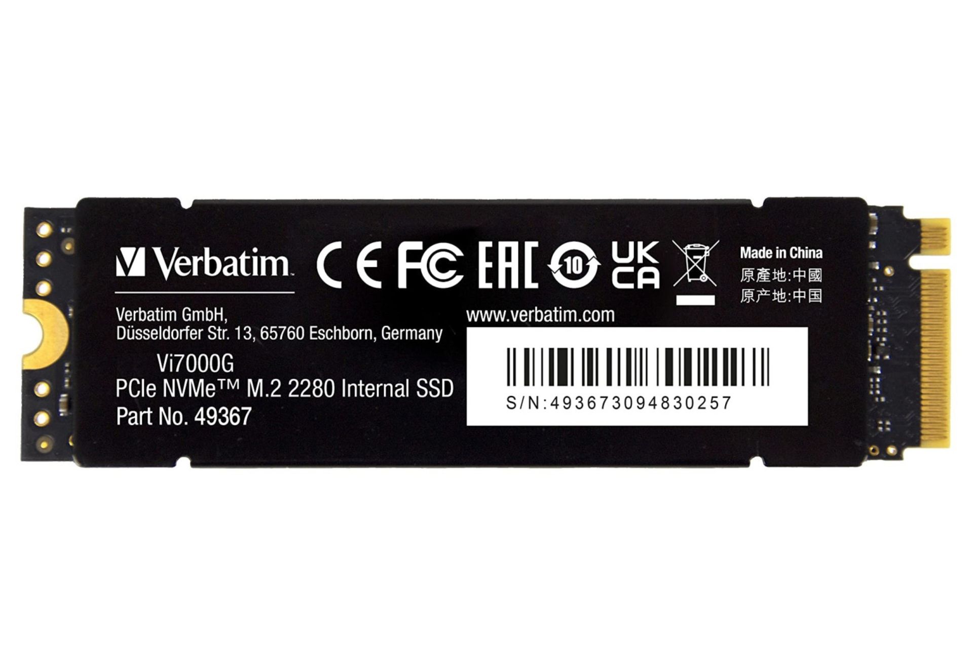 کانکتور و اتصال اس اس دی ورباتیم Vi7000G M.2 2280 ظرفیت 2 ترابایت