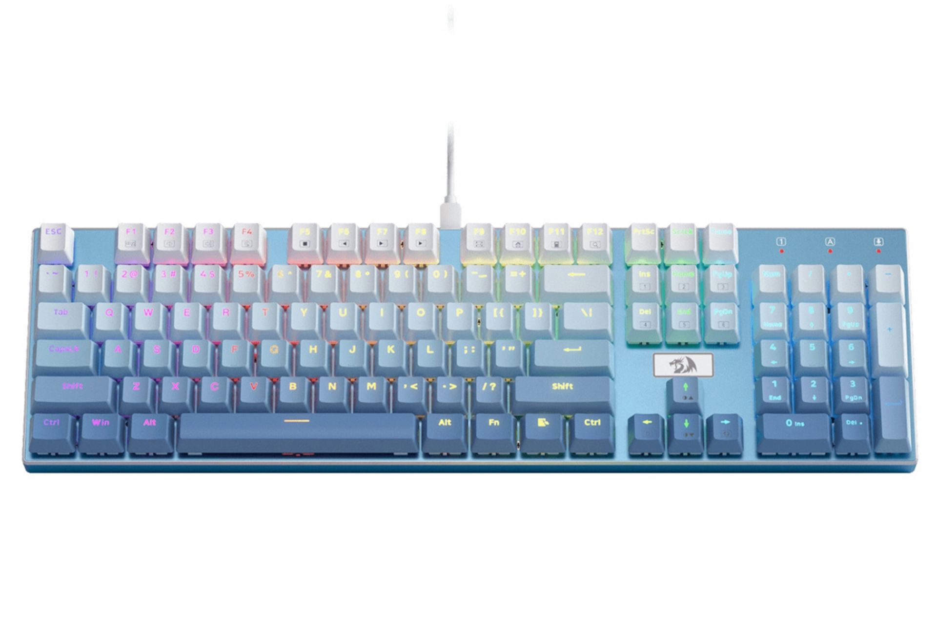 نمای بالا و دکمه های کیبورد ردراگون K556 GWB RGB