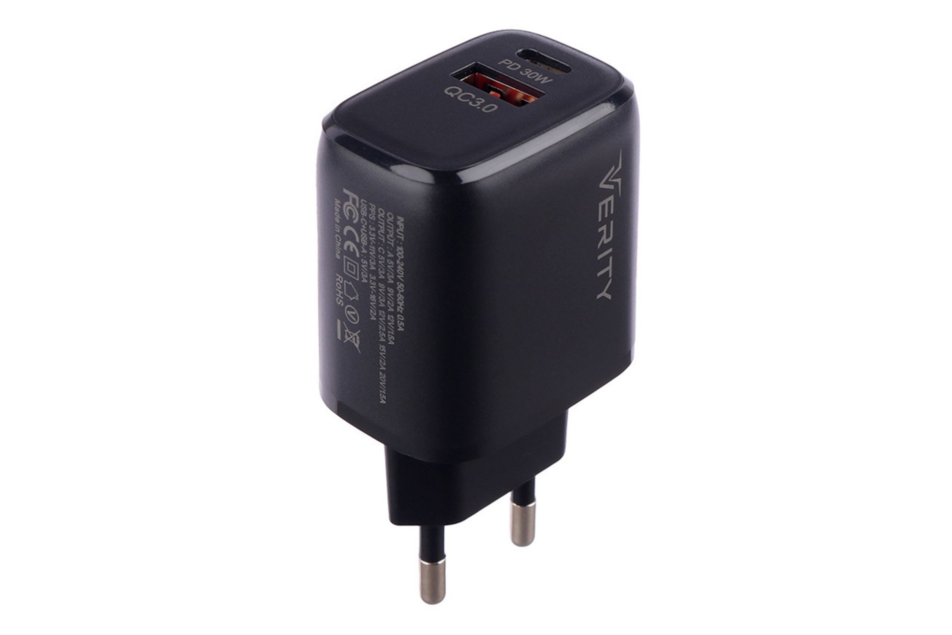 نمای روبه روی شارژر دیواری وریتی مدل-Verity AP2126