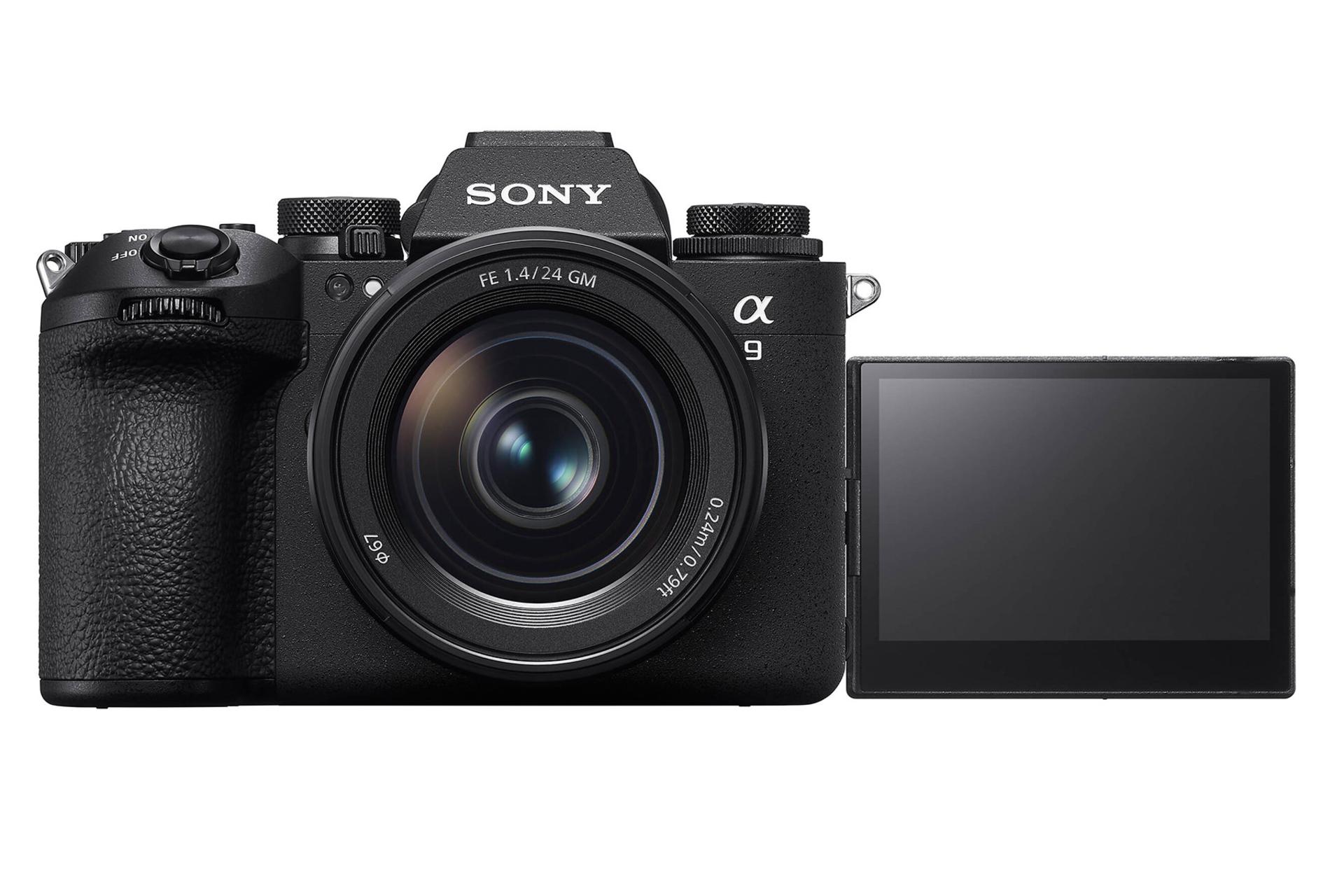 دوربین سونی Sony a9 III نمای جلو نمایشگر باز شده