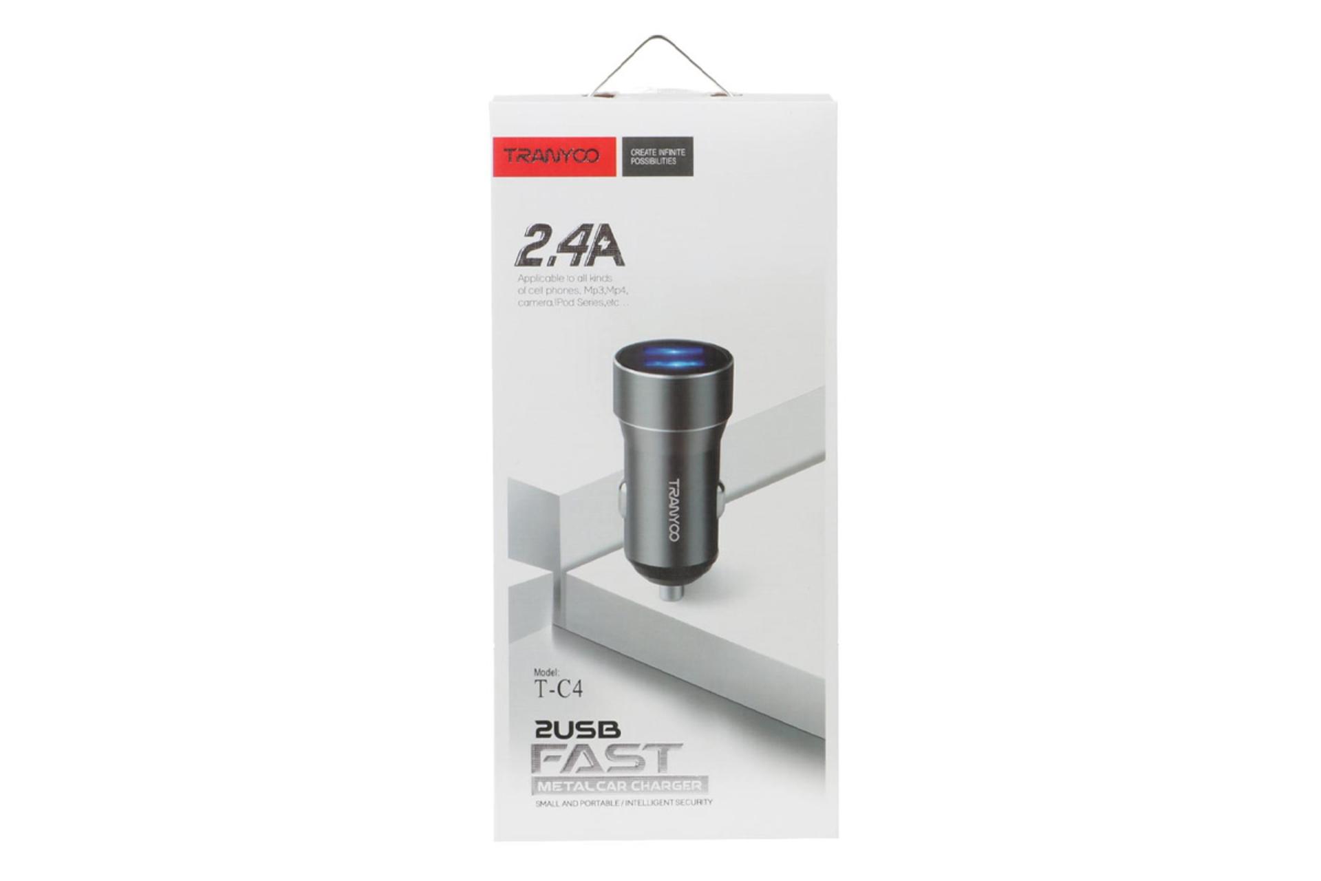 نمای بسته بندی شارژر فندکی ترانیو مدل-Tranyoo T-C4