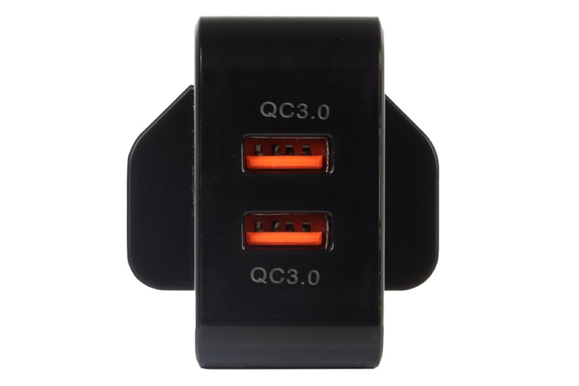 نمای پورت های شارژر دیواری جی بی کیو مشکی مدل-JBQ HC-12F2