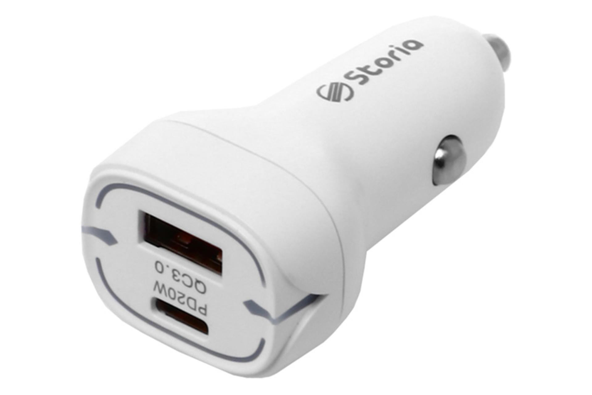 نمای پورت های شارژر فندکی استوریا مدل-Storia ST-AC01