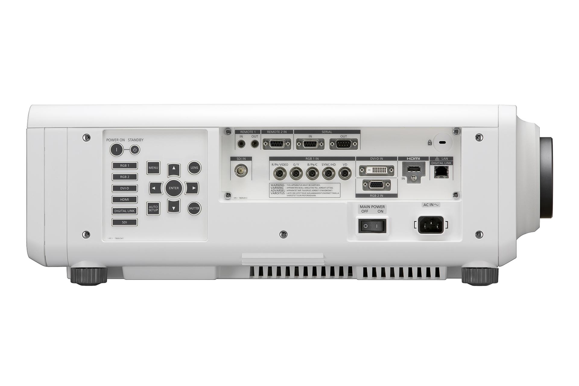 ویدیو پروژکتور پاناسونیک Panasonic PT-RZ670 نمای جانبی و درگاه ها رنگ سفید