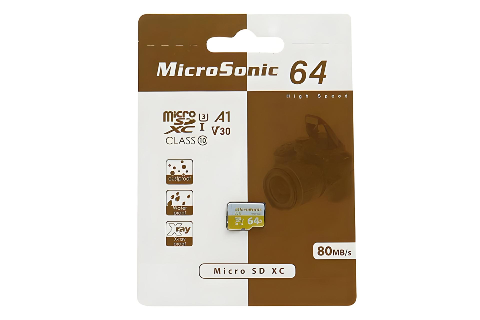 جعبه کارت حافظه میکروسونیک Microsonic microSDXC Class 10 UHS-I U3 64GB