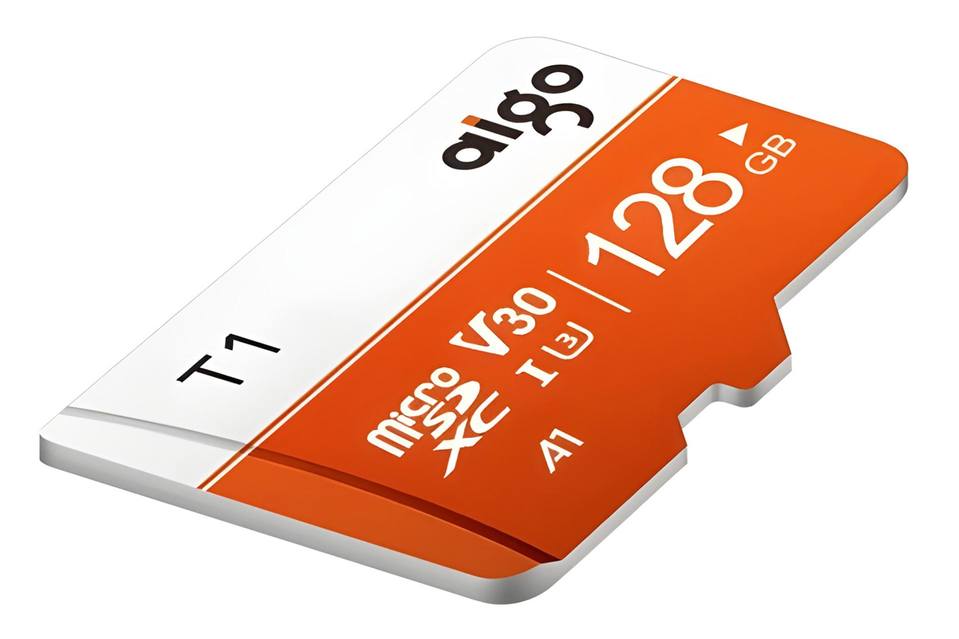 نمای کناری کارت حافظه آیگو Aigo T1 microSDXC Class 10 UHS-I U3 128GB