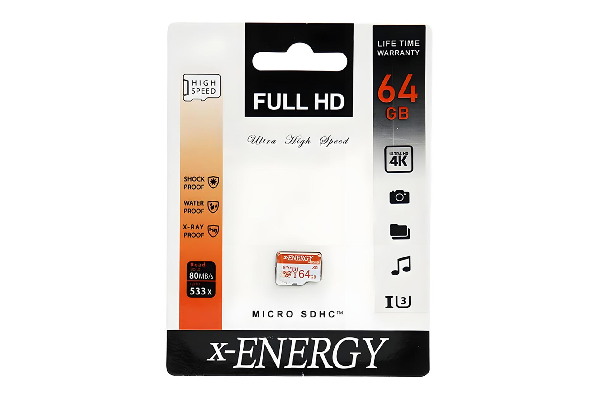 جعبه کارت حافظه ایکس انرژی x-Energy AT02010 microSDXC Class 10 UHS-I U3 64GB