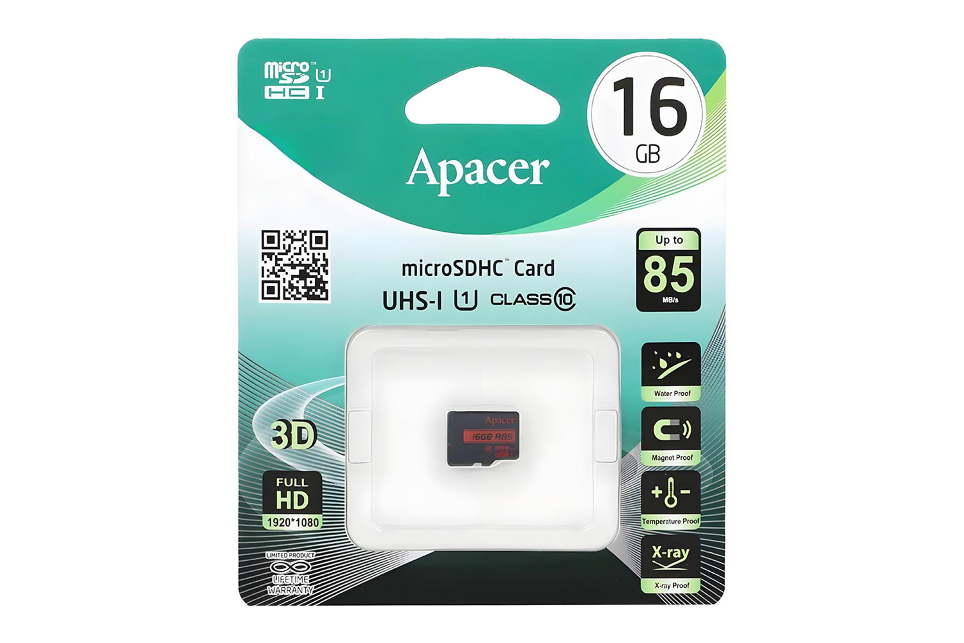 جعبه کارت حافظه اپیسر Apacer microSDHC Class 10 UHS-I U1 16GB