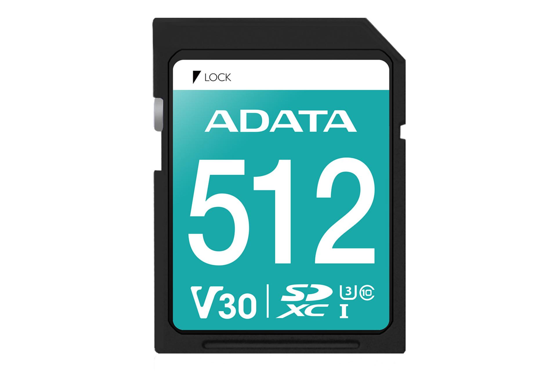 کارت حافظه ای دیتا ADATA Premier Pro V30 SDXC Class 10 UHS-I U3 512GB