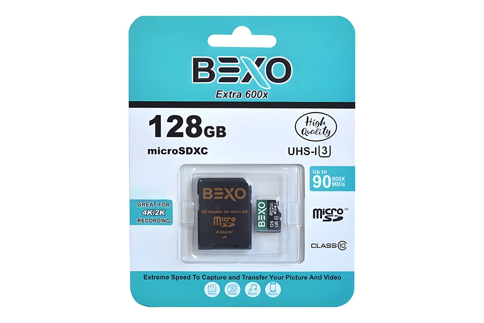 جعبه کارت حافظه بکسومن BEXOman 600X microSDXC Class 10 UHS-I U3 128GB