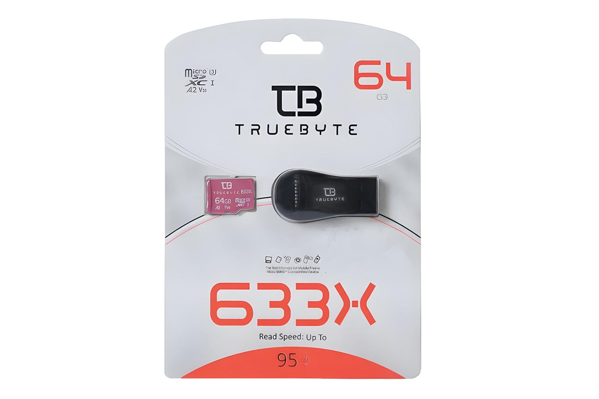 جعبه کارت حافظه تروبایت TRUEBYTE 633X microSDXC Class 10 UHS-I U3 64GB