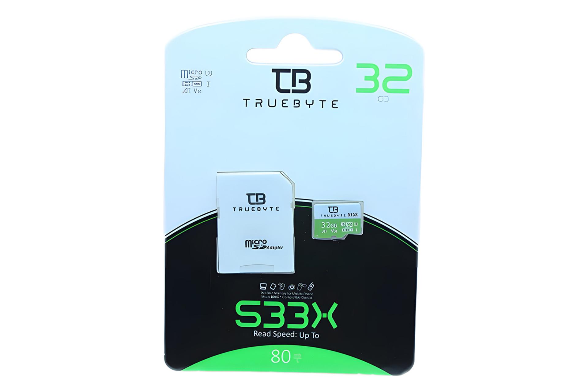 جعبه کارت حافظه تروبایت TRUEBYTE 533X microSDHC Class 10 UHS-I U3 32GB