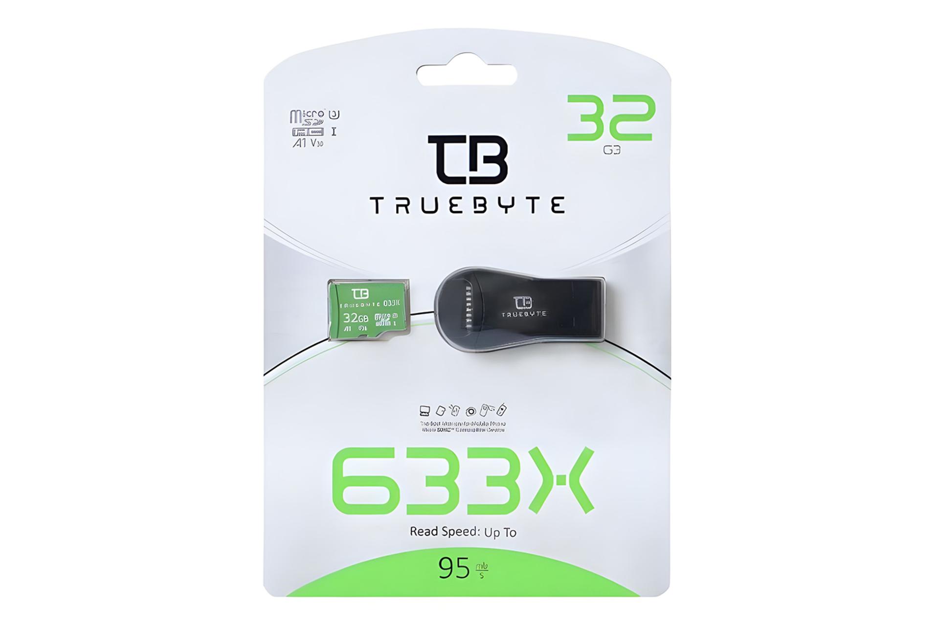 جعبه کارت حافظه تروبایت TRUEBYTE 633X V30 A1 microSDHC Class 10 UHS-I U3 32GB