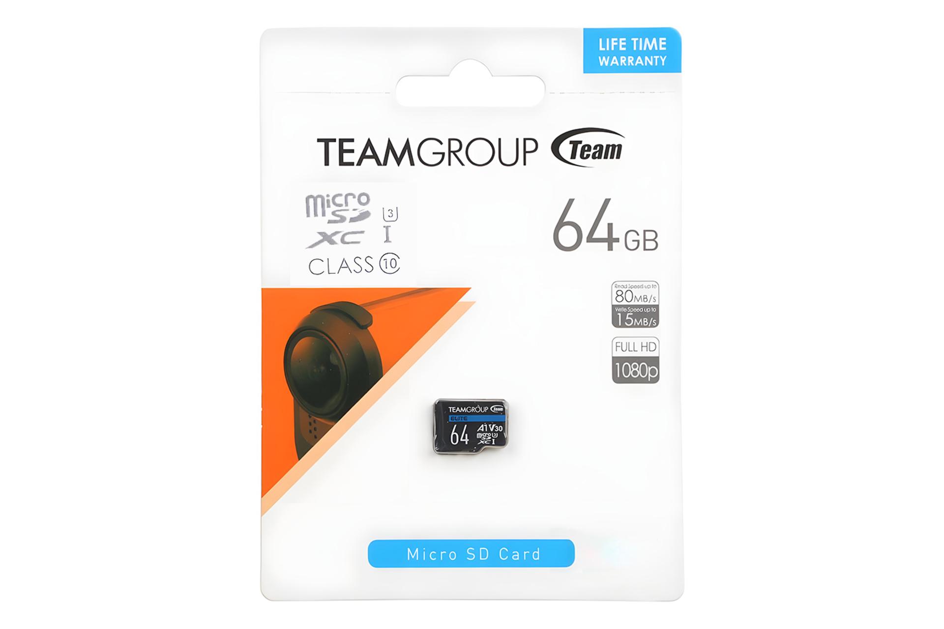 جعبه کارت حافظه تیم گروپ TEAMGROUP Elite microSDXC Class 10 UHS-I U3 64GB