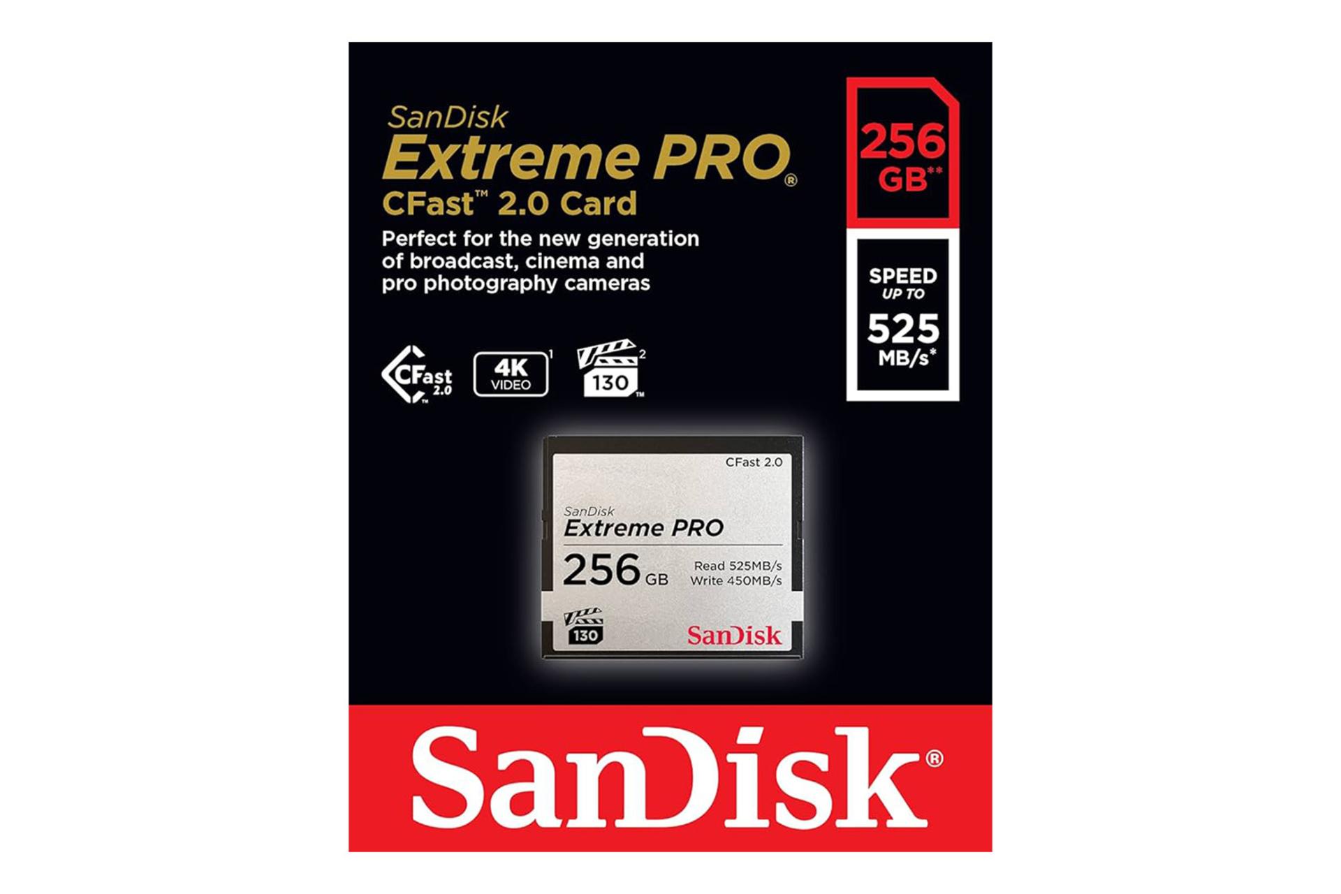 جعبه کارت حافظه سن‌دیسک SanDisk Extreme PRO CFast 2.0 256GB